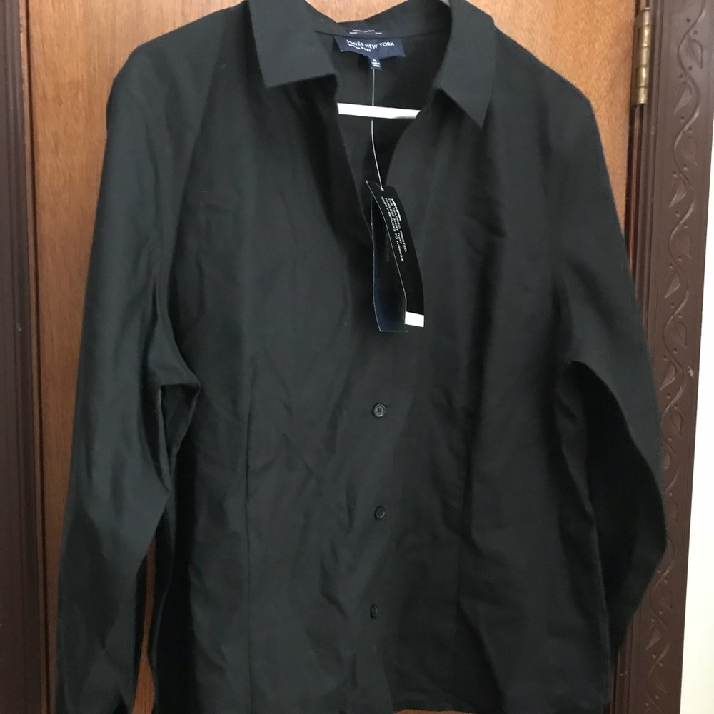 Jones New York solid black blouse XL